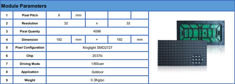 P6 exterior RGB a todo color píxeles panel de tono SMD matriz de puntos led pantalla de visualización