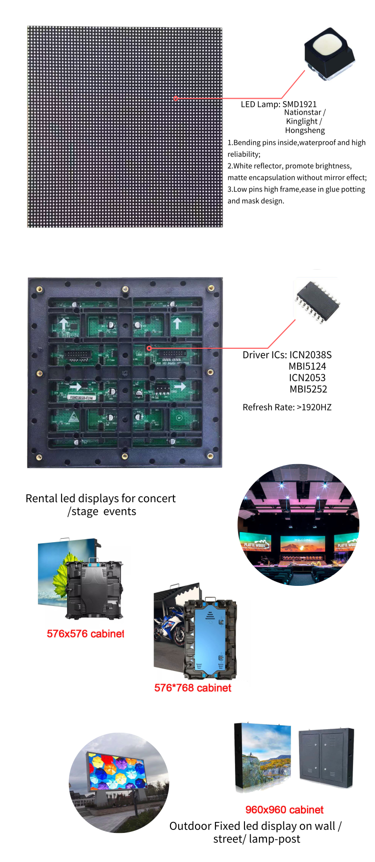 Módulo LED de panel de video a todo color para exteriores P3 192x192mm