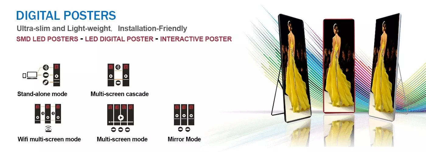 sahig nakatayo HD video advertising portable slim aluminyo digital X poster