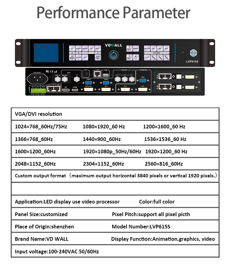 Procesador de video LED HD serie LVP615S VDWALL LVP615/LVP615S/LVP615D/LVP615U